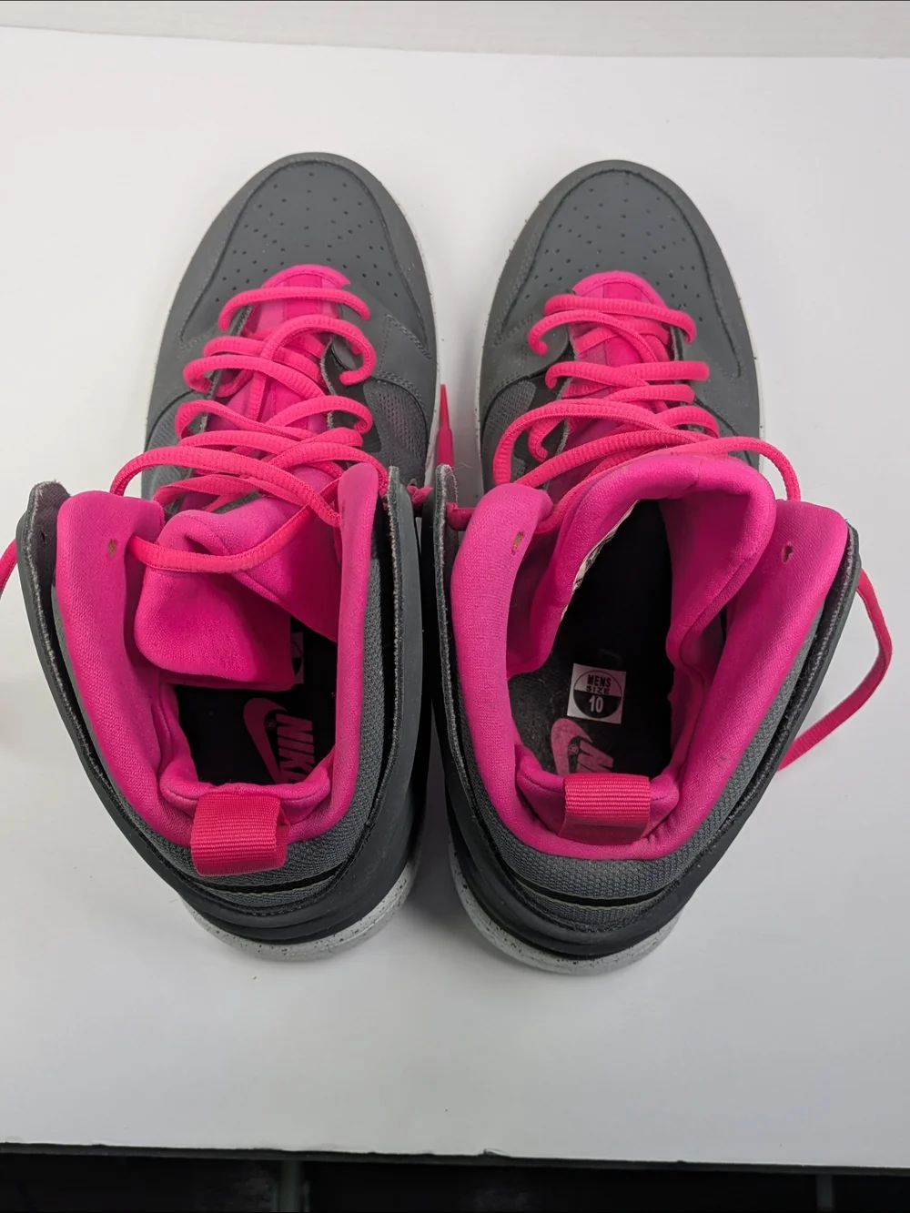 Nike Men's Gray and Pink High-Top Sneakers